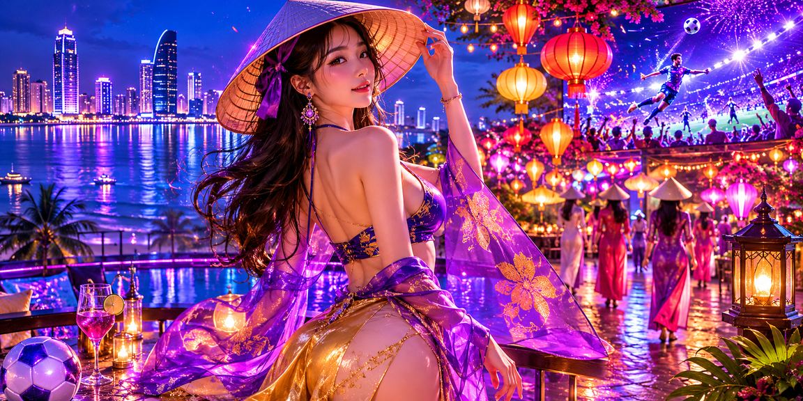 Cảnh đặt cược tại Đà Nẵng với hình ảnh nón lá truyền thống bên cạnh thiết bị di động