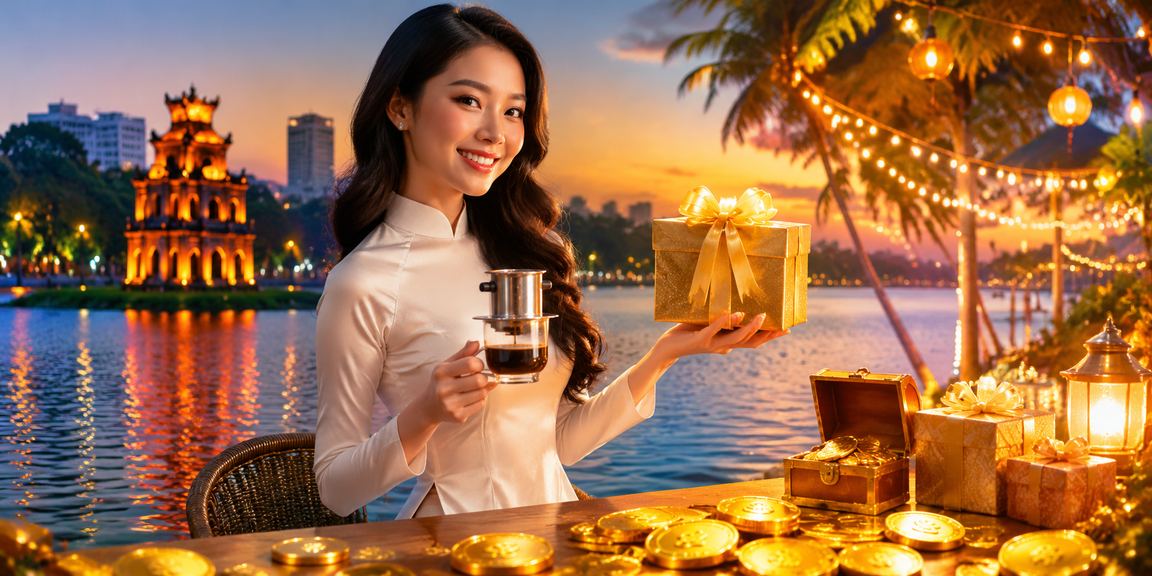 Thành viên VIP tại Hà Nội thưởng thức cà phê và kiểm tra quyền lợi VIP trên điện thoại