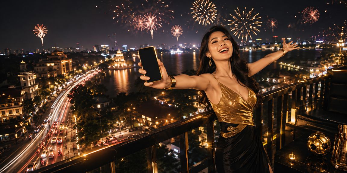 Khung cảnh giải trí casino di động neon ánh sáng tại Hà Nội