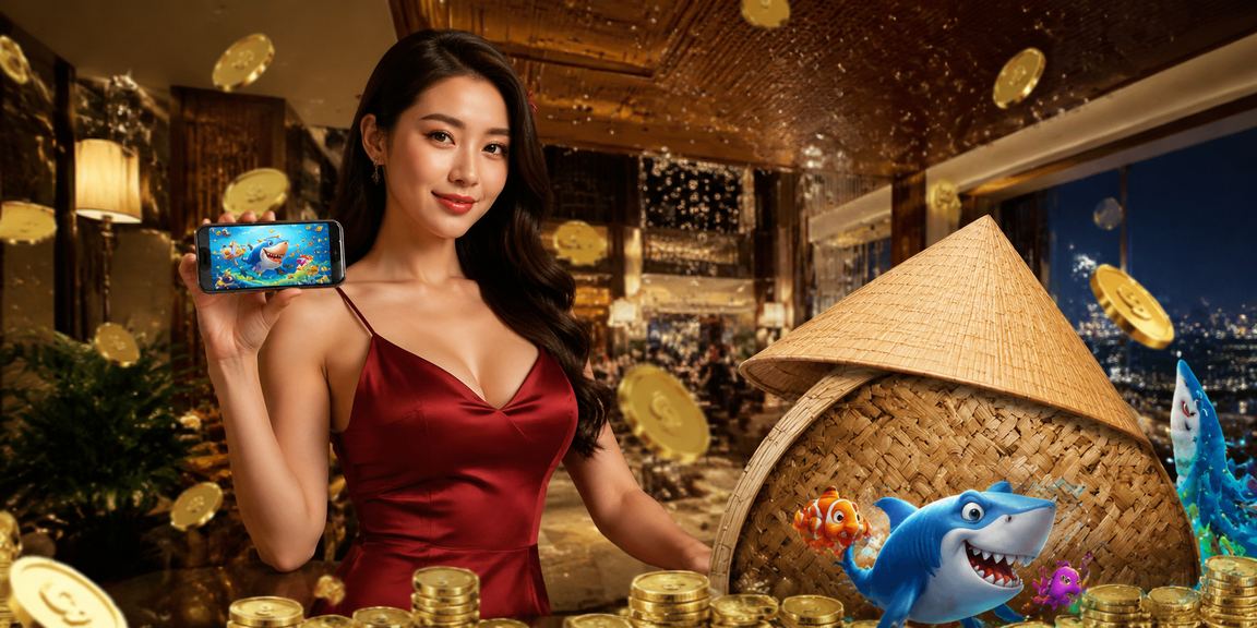 Người chơi tại Huế đội nón lá trải nghiệm game bắn cá và theo dõi giải thưởng trên di động