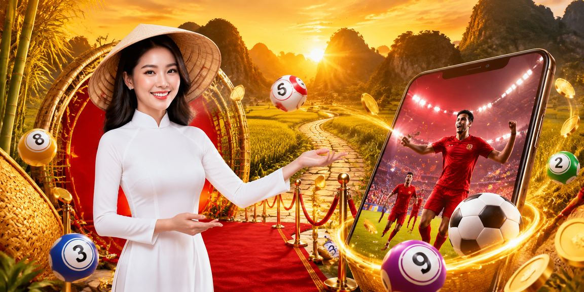 Xổ số và game giải trí tại Ninh Bình – áo dài Việt Nam bên màn hình kết quả